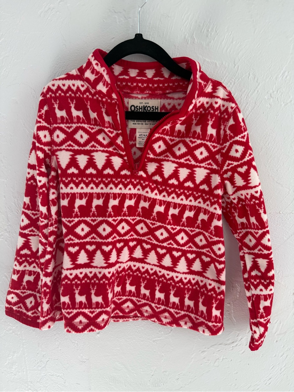 OshKosh B'gosh Red & White Reindeer Pattern Pullover